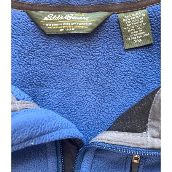 Eddie Bauer Polartec Wind Pro Fleece Jacket XXL Blue/Black Mens Polyester - Picture 5 of 7